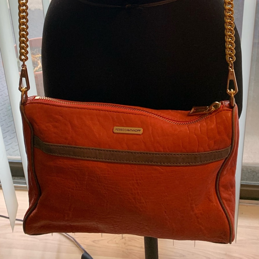 New Rebecca Minkoff Orange & Tan Crossover Purse